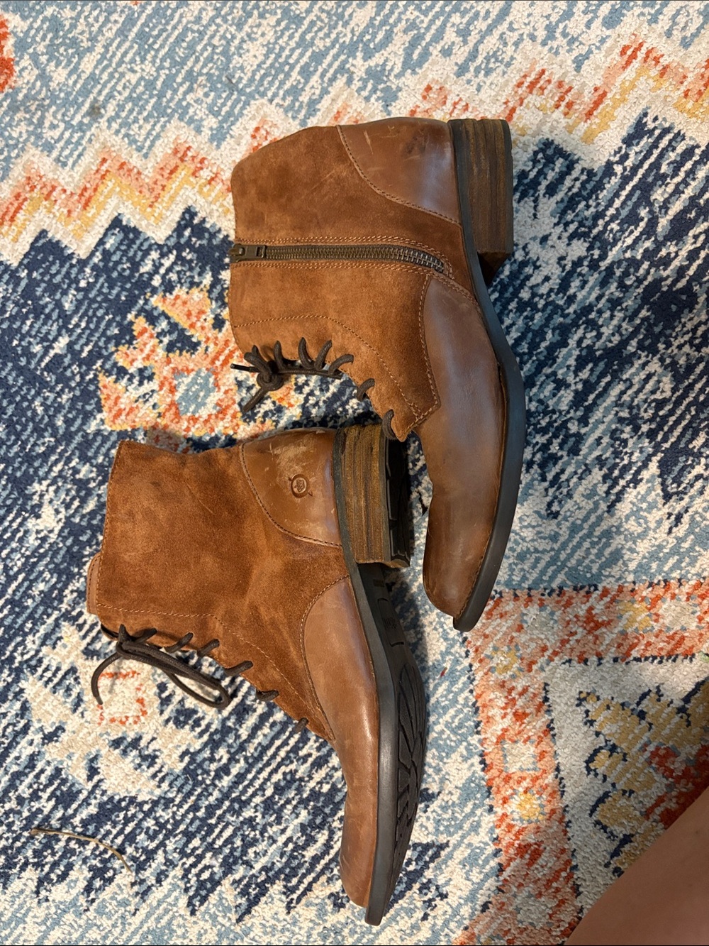 Born Brown leather flat boots, 8